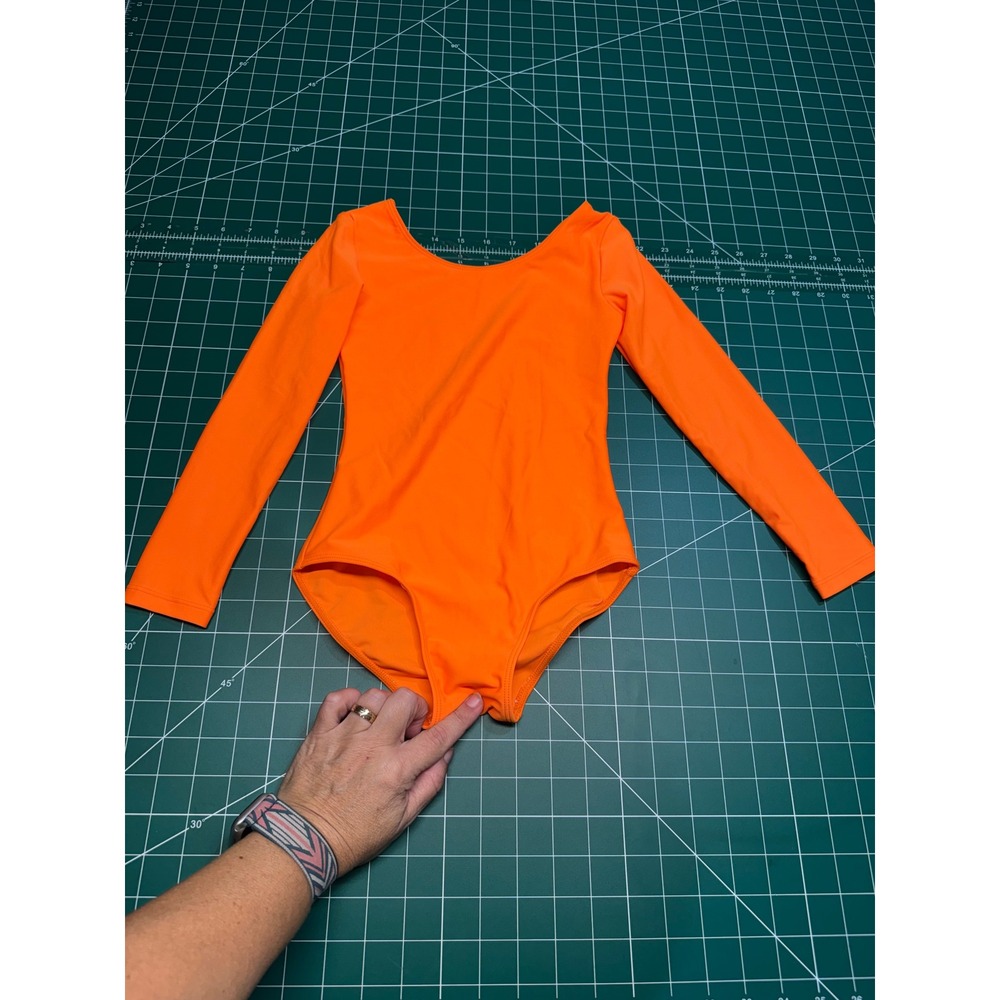 YgneeDom Kids Long Sleeve Gymnastics Leotard Orange Size 120 Dance Ballet